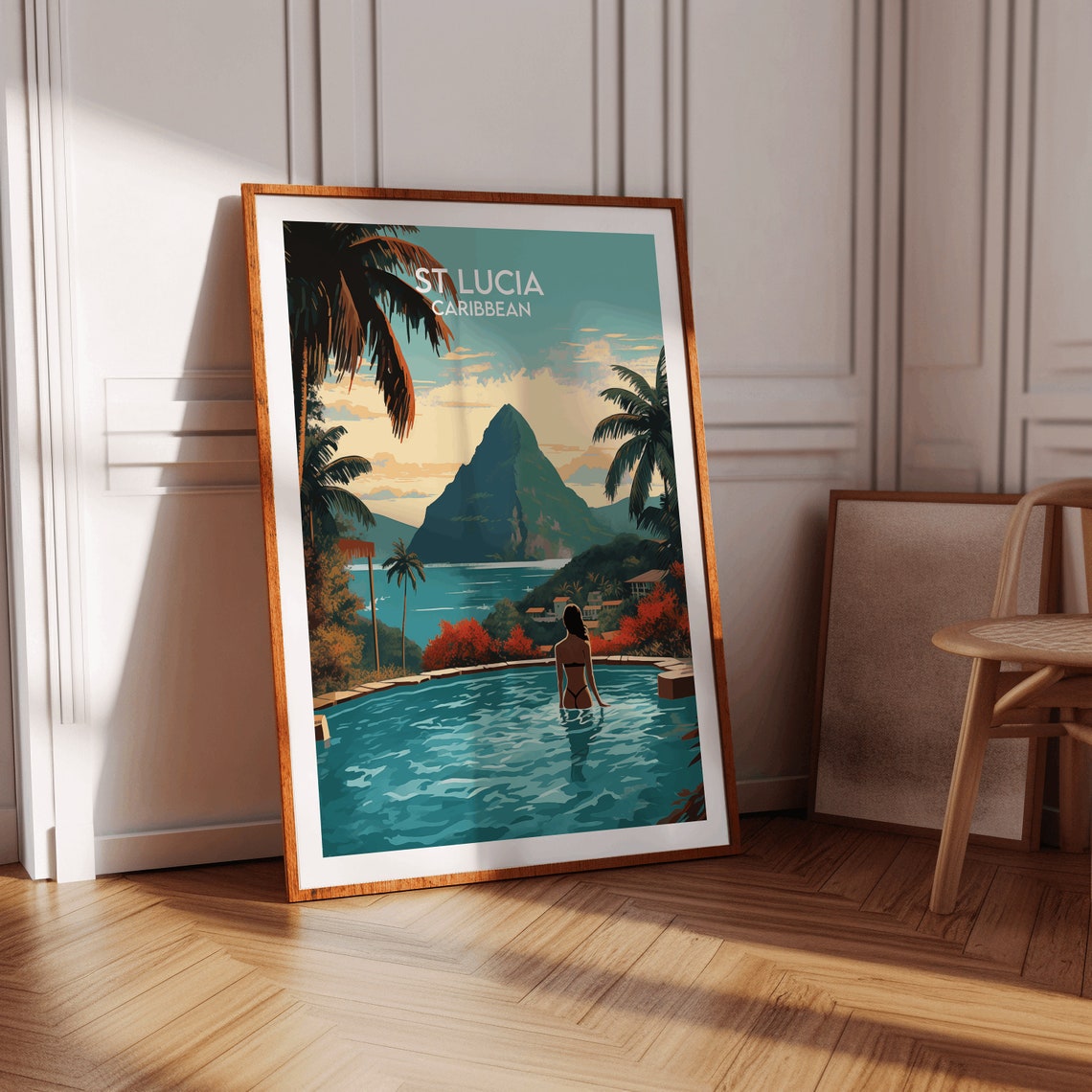 St Lucia Caribbean Piton Mountain Resort Infinity Pool Travel Poster - Image 4