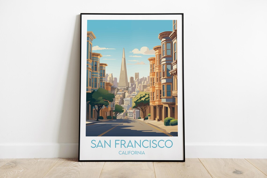 San Francisco California Transamerica Pyramid Street Travel Poster