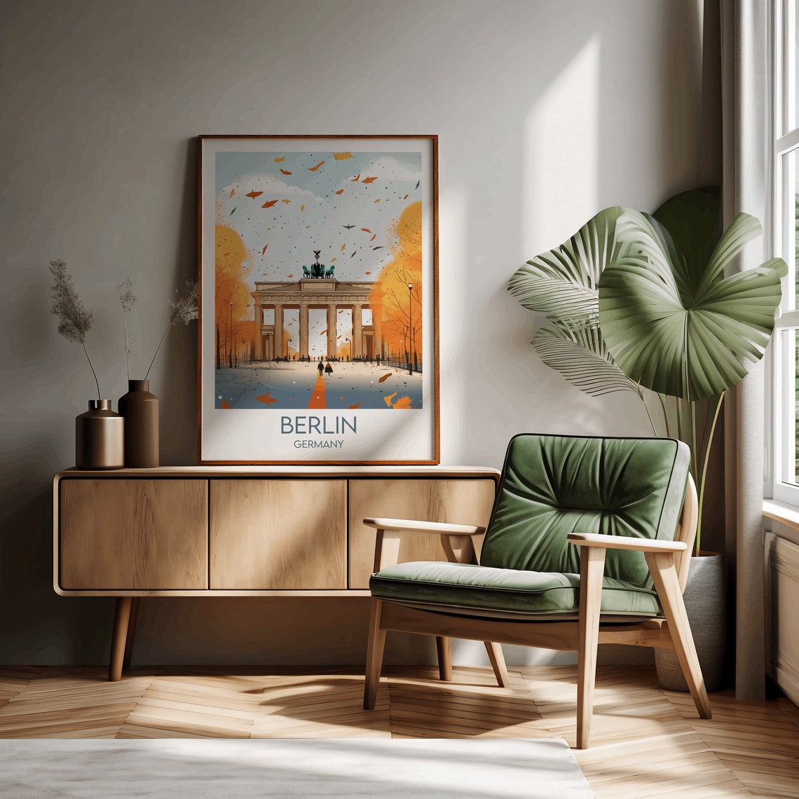 Berlin Germany Brandenburg Gate Autumn Illustration Travel Poster - Image 3