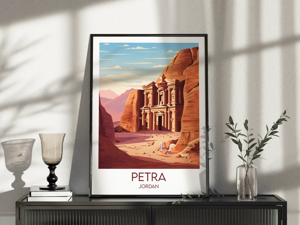 Petra Jordan Treasury Rose Red Canyon Ancient Ruins Travel Poster - Image 5