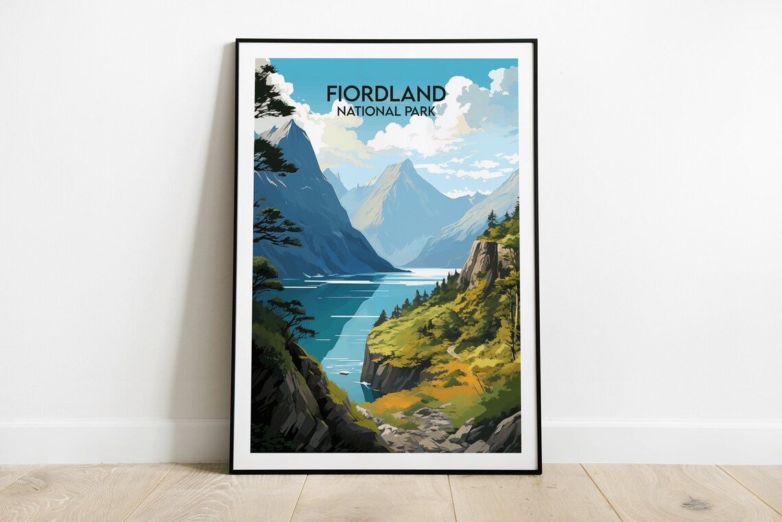 Fiordland National Park Dramatic Fjord Cliffs Turquoise Water Poster