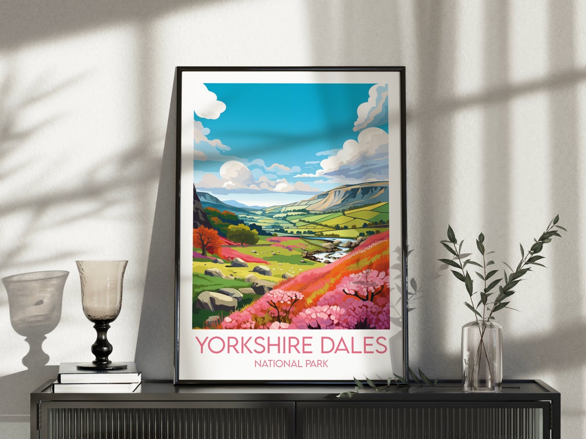 Yorkshire Dales National Park Heather Hills River Valley Travel Poster - Image 5