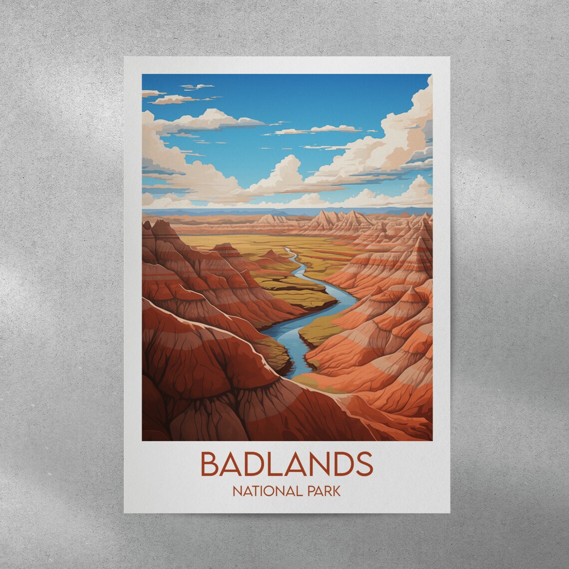 Badlands National Park River Valley Overlook Panoramic Travel Poster - Image 3