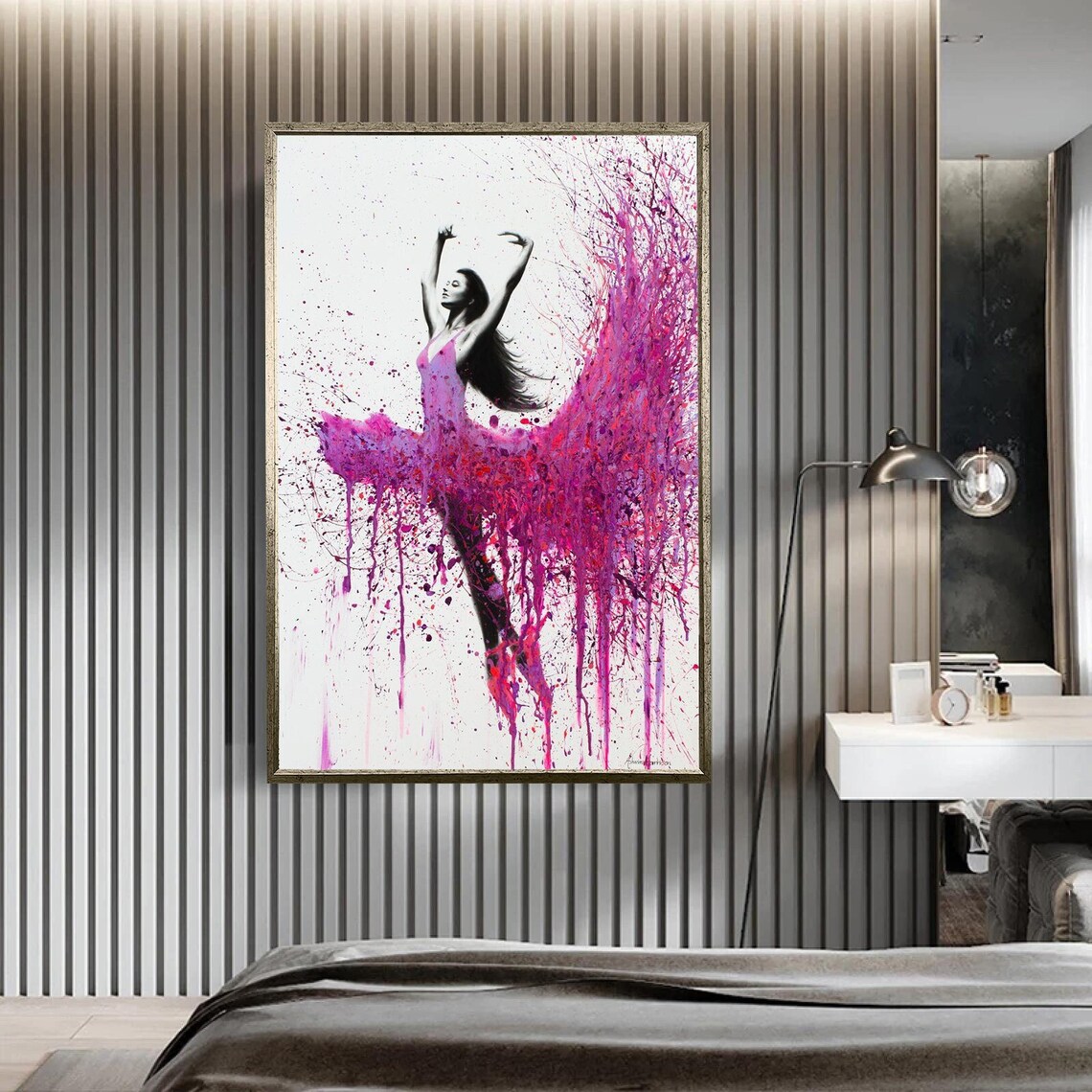 Dancing Ballerina Magenta Splatter Dress Dynamic Ballet Motion Art Poster