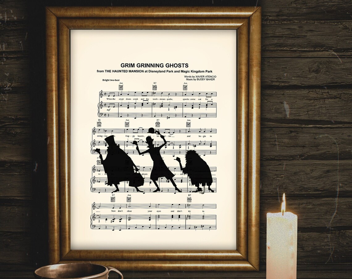 Haunted Mansion Hitchhiking Ghosts Sheet Music Art Print - Image 2