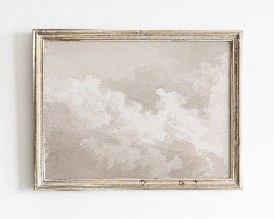 Vintage Cloud Art Print, Neutral Pastel Nursery