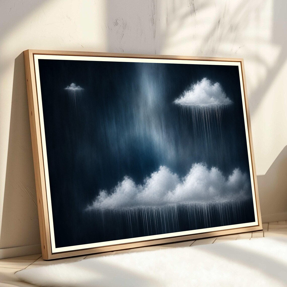 Abstract Clouds Art Print, Rainy Cloud Painting