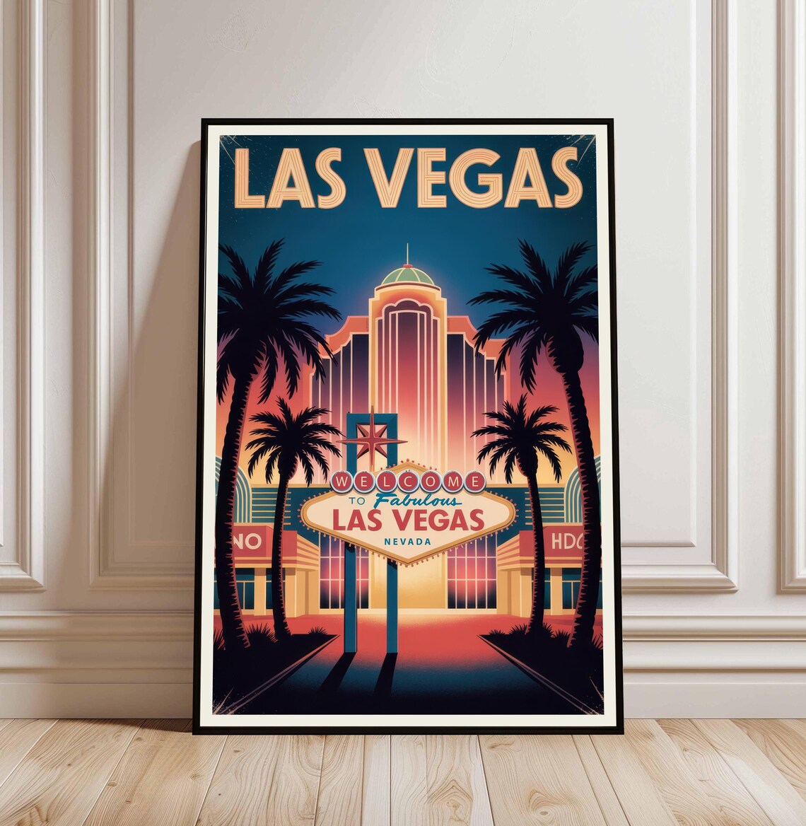 Las Vegas Nevada Welcome Sign Retro Neon Nights Travel Poster