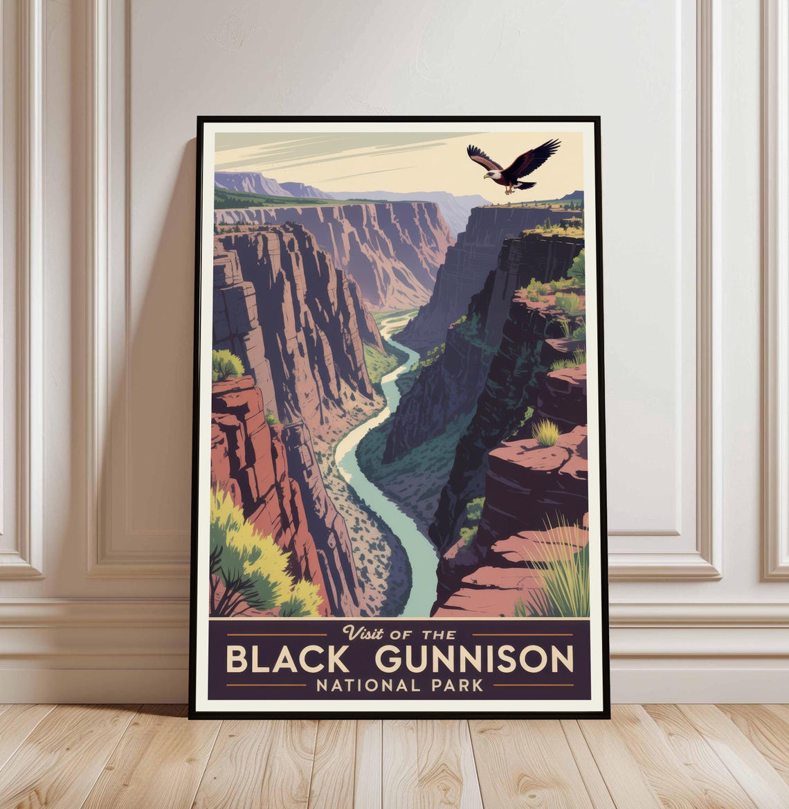 Visit Black Gunnison National Park Eagle Canyon Vintage Poster