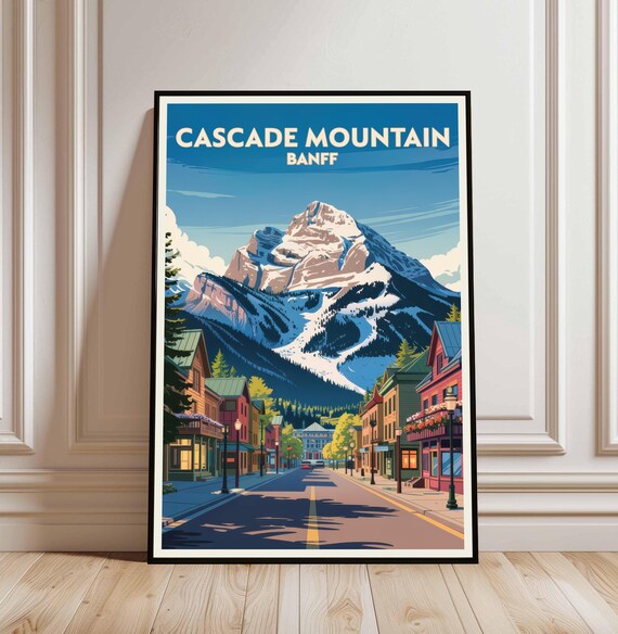 Cascade Mountain Banff Canada Main Street Vintage Travel Poster