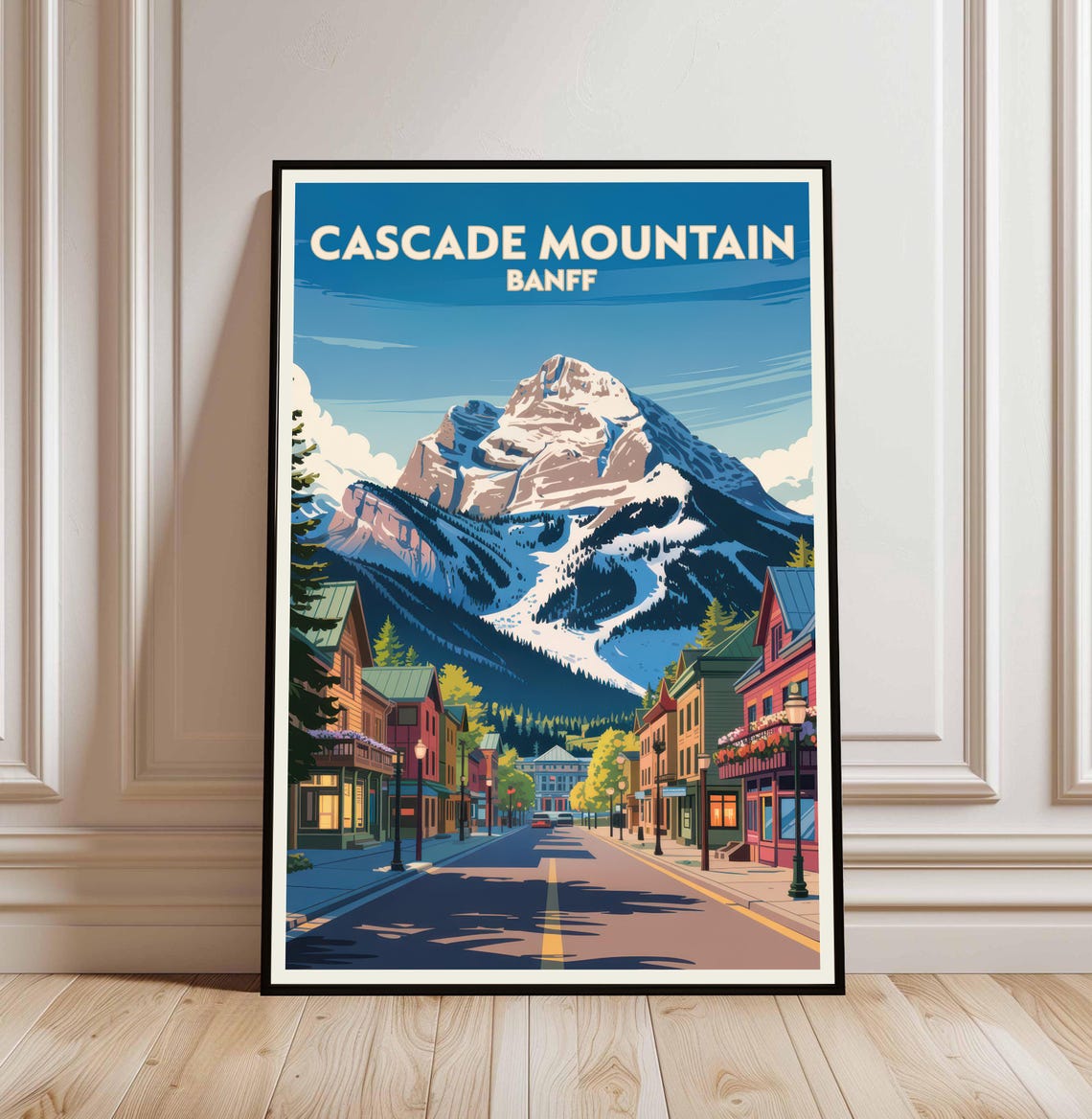 Cascade Mountain Banff Canada Main Street Vintage Travel Poster