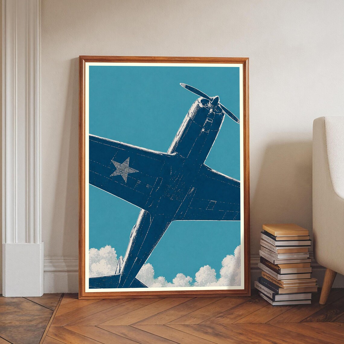 Vintage Propeller Airplane Art Print, Nursery Decor