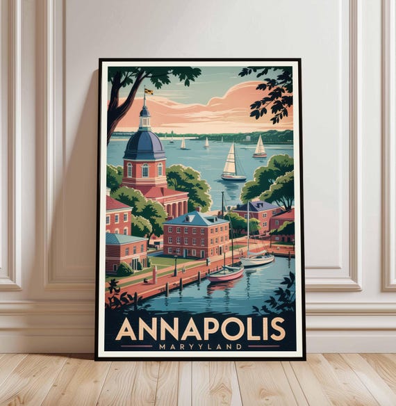 Annapolis Poster Travel Marryland Print Wall Art City Gifts Cityscape