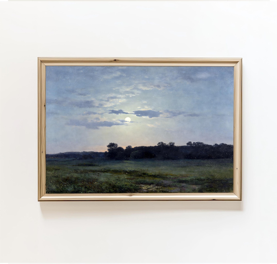 Moonlit Landscape, Dark Academia Wall Art Print