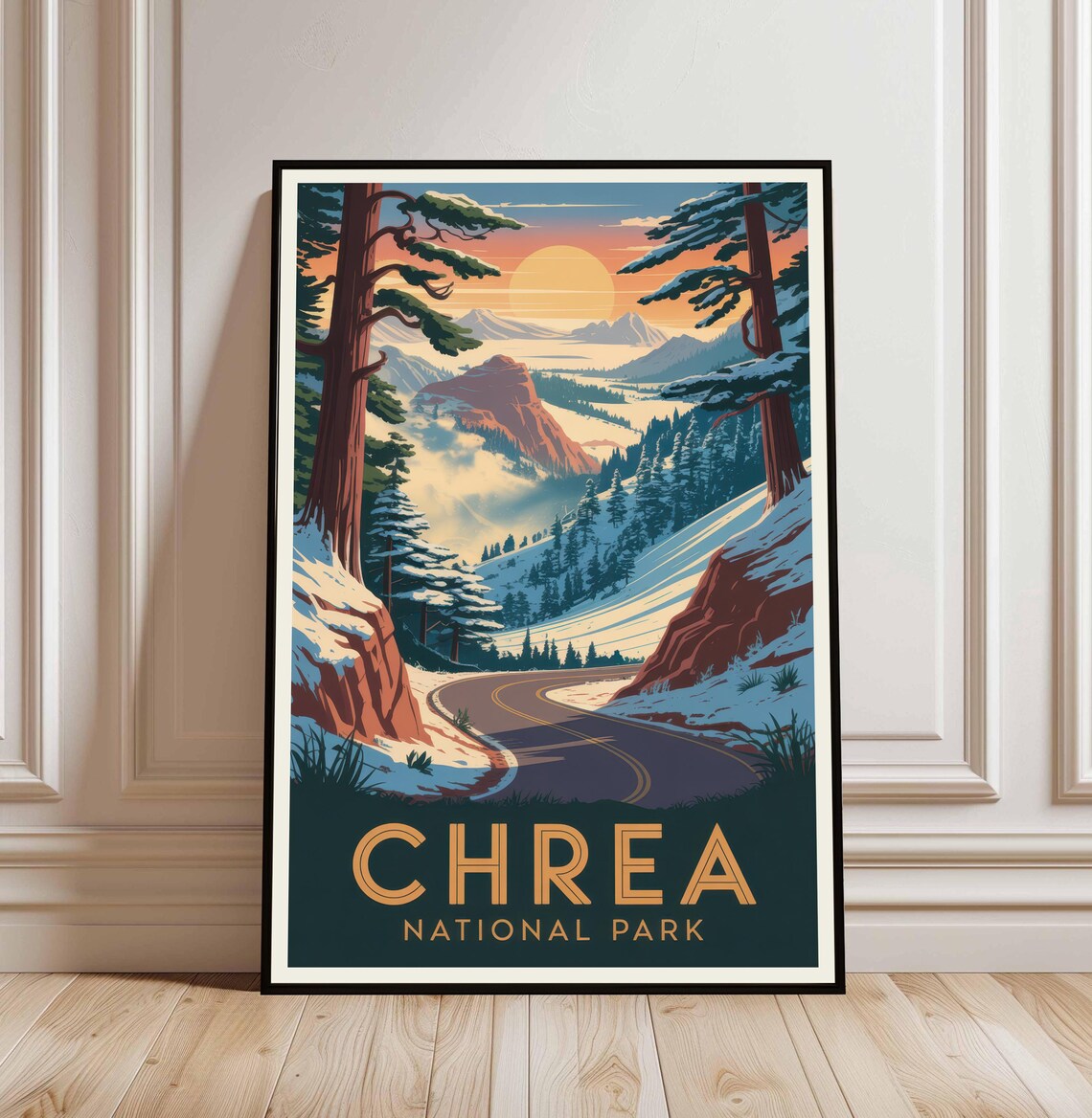 Chrea National Park Algeria Snowy Mountain Road Travel Poster