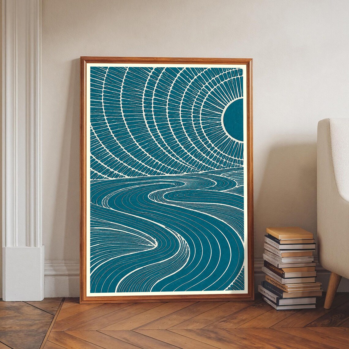 Abstract Landscape, Minimalist Sun River Art Print