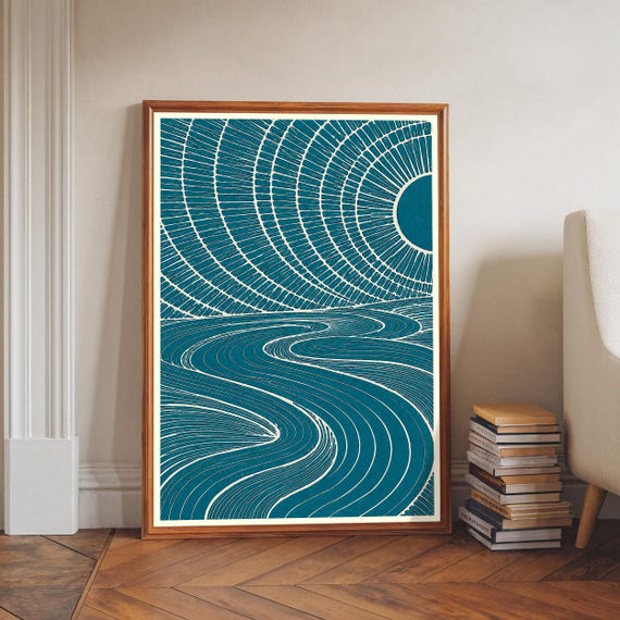 Abstract Landscape, Minimalist Sun River Art Print