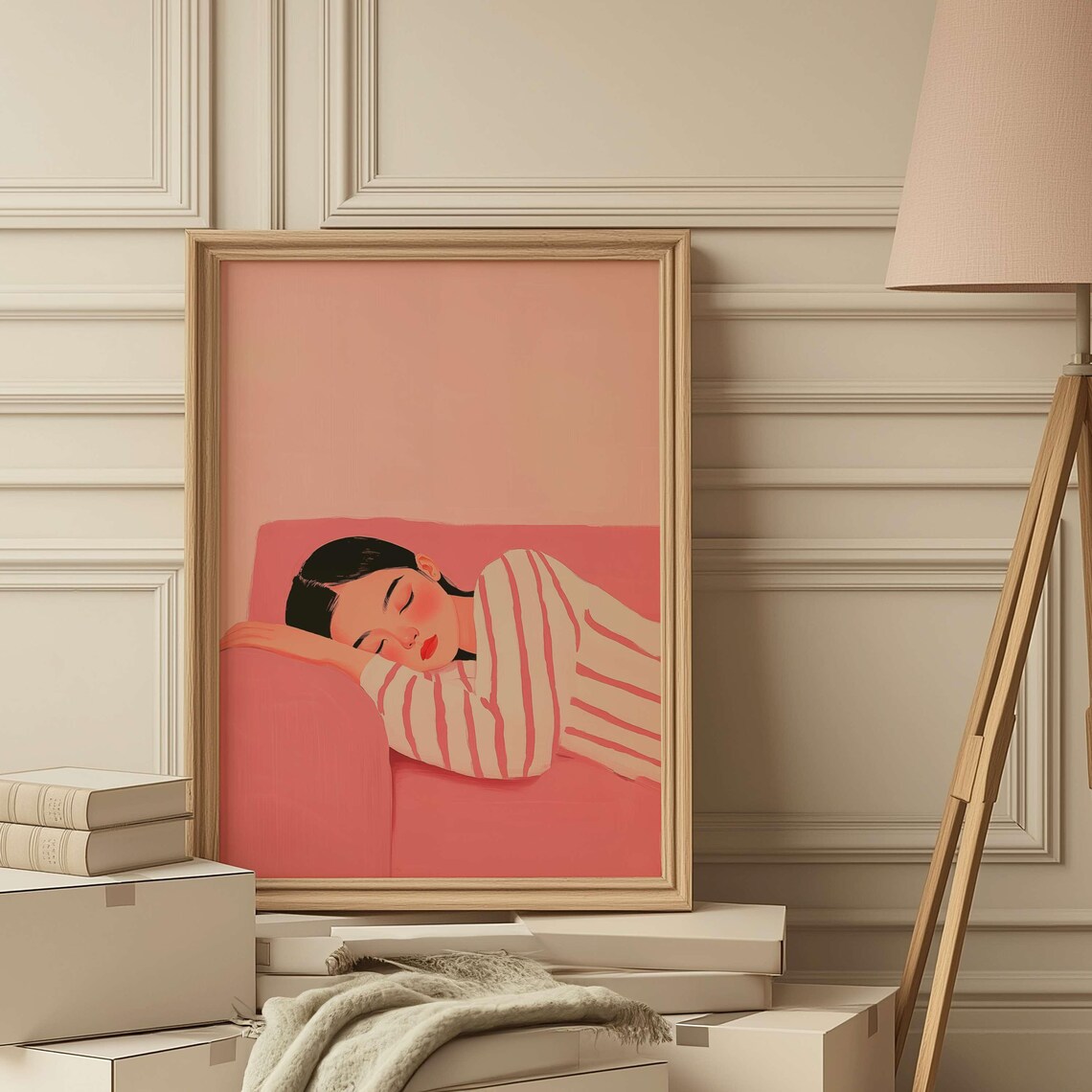 Pink Abstract People Art, Contemporary Minimalist Print - Image 3
