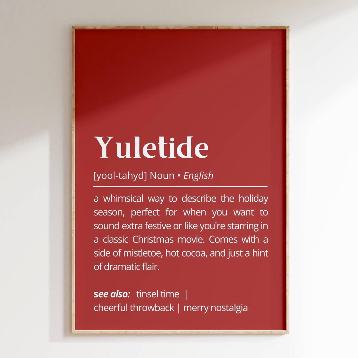 Yuletide Definition Whimsical Holiday Season Dictionary Style Poster