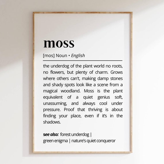 Moss Definition Wall Art Funny Woodland Plant Decor Humorous Nature Poster Minimalist Gift Forest Lover Inspirational Typography Art Print