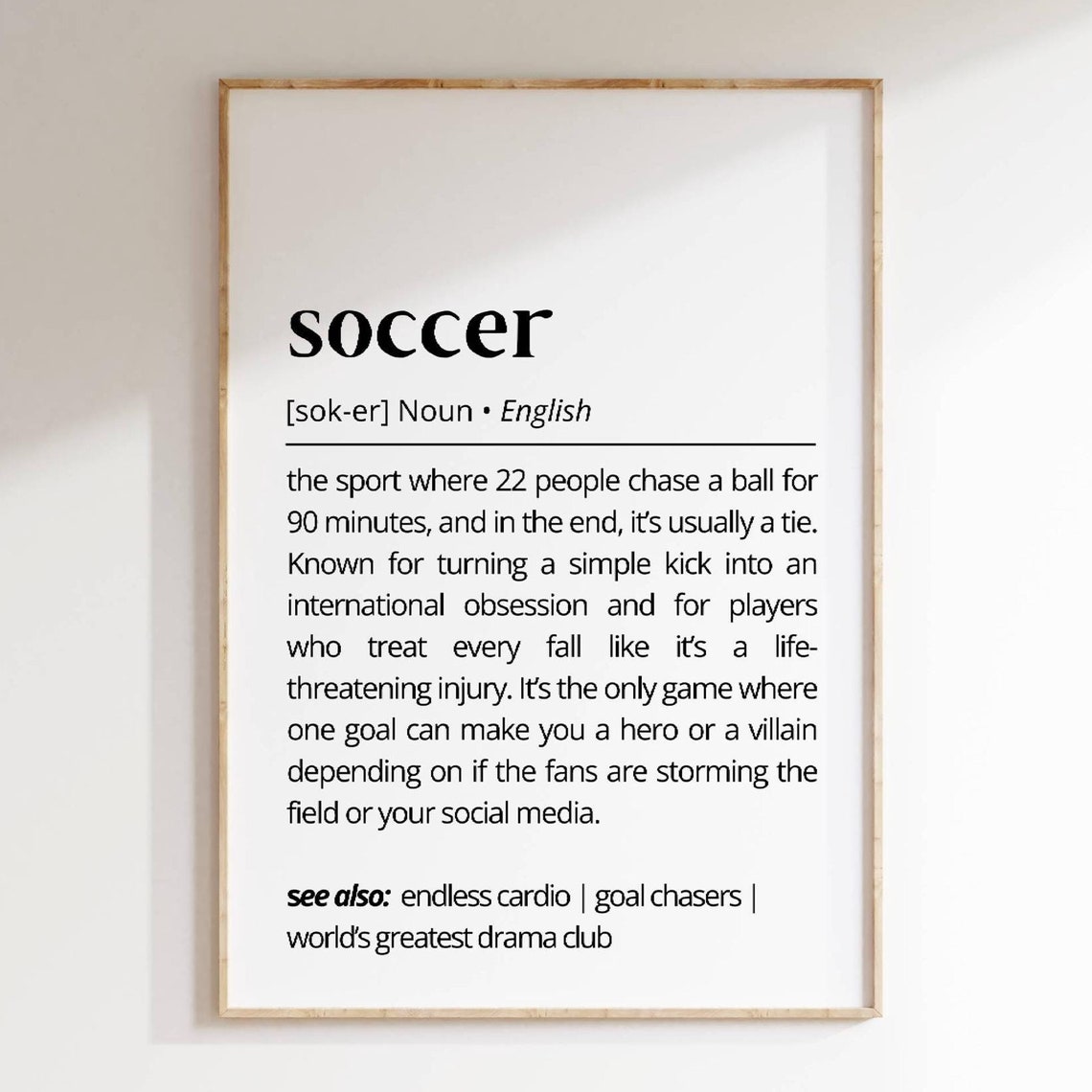 Soccer Funny Dictionary Definition Poster for Fans Player Gift