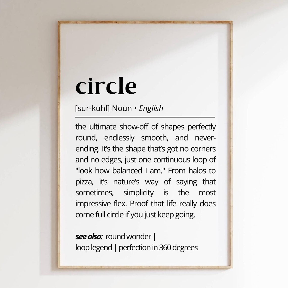 Circle Funny Dictionary Definition Poster Geometry Decor Gift
