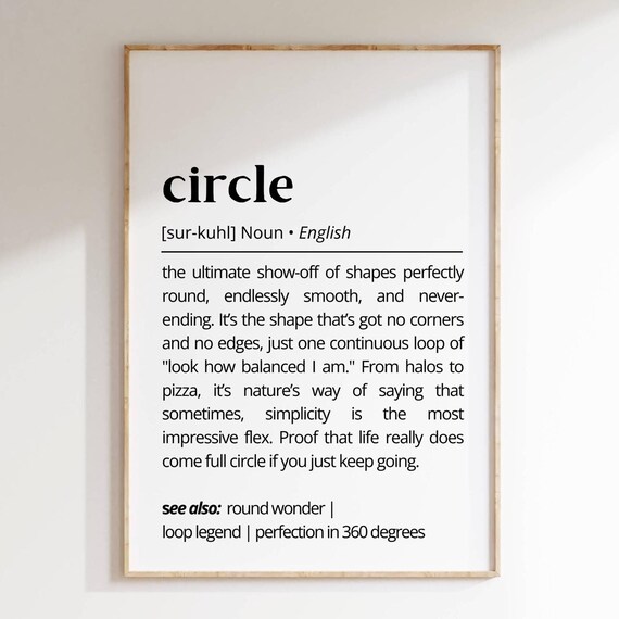 Circle Definition Wall Art Minimalist Funny Geometric Print Modern Home Decor Gift For Teacher Humorous Round Shape Poster Typography As Art