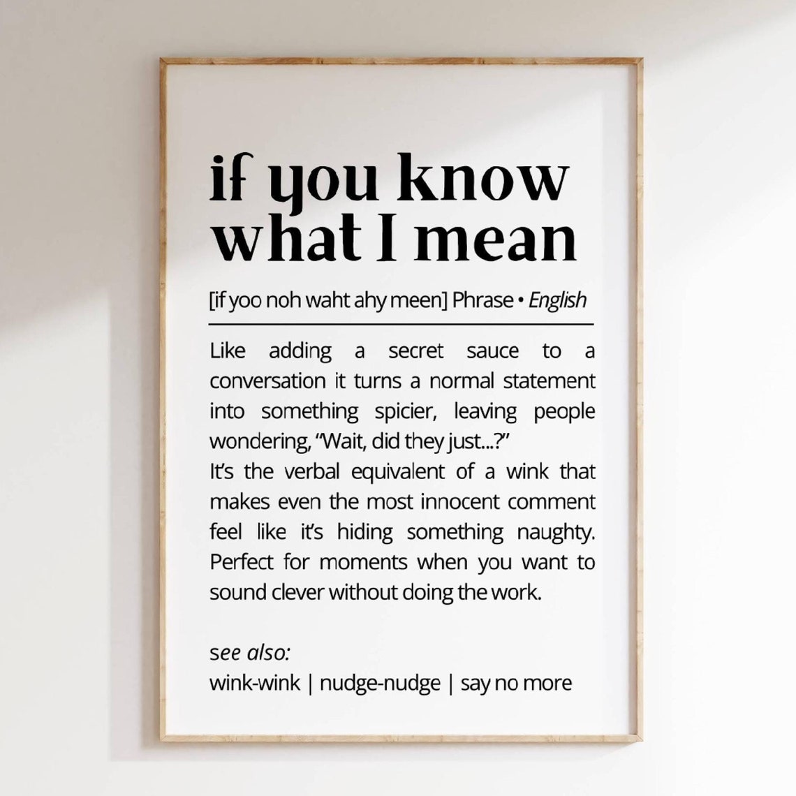 If You Know What I Mean Funny Dictionary Definition Witty Quote Poster