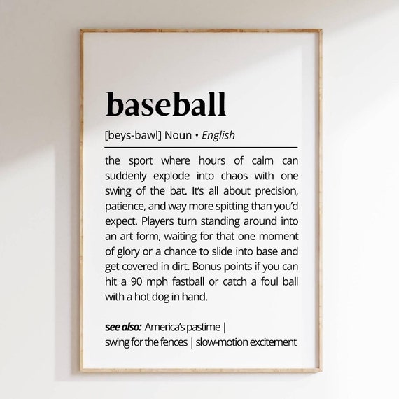 Baseball Definition Wall Art Funny Baseball Poster Sports Lovers Unique Baseball Print Gift Game Room Office Humor Sports Typography Decor