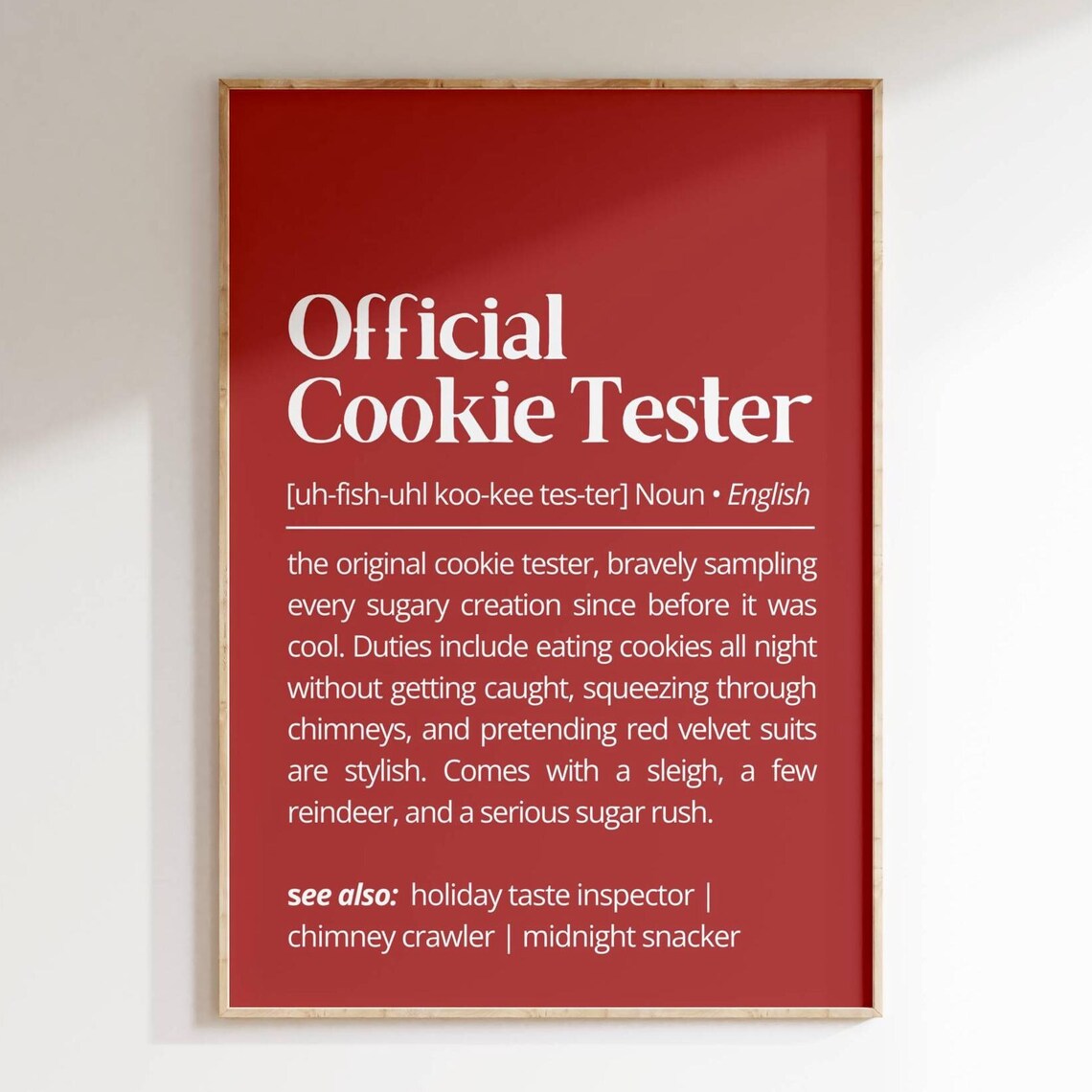 Official Cookie Tester Definition Santa Humor Dictionary Style Poster