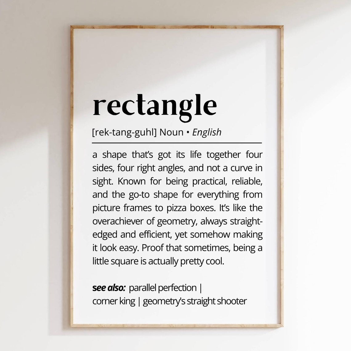 Rectangle Funny Dictionary Definition Poster Geometry Gift Decor