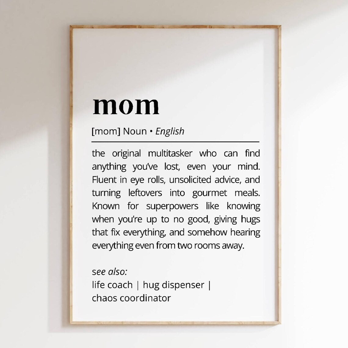 Funny Mom Definition Humorous Word Art Print