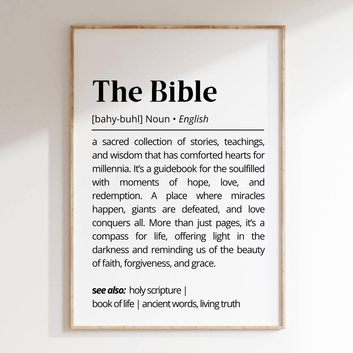 The Bible Definition Inspirational Faith Dictionary Style Wall Art
