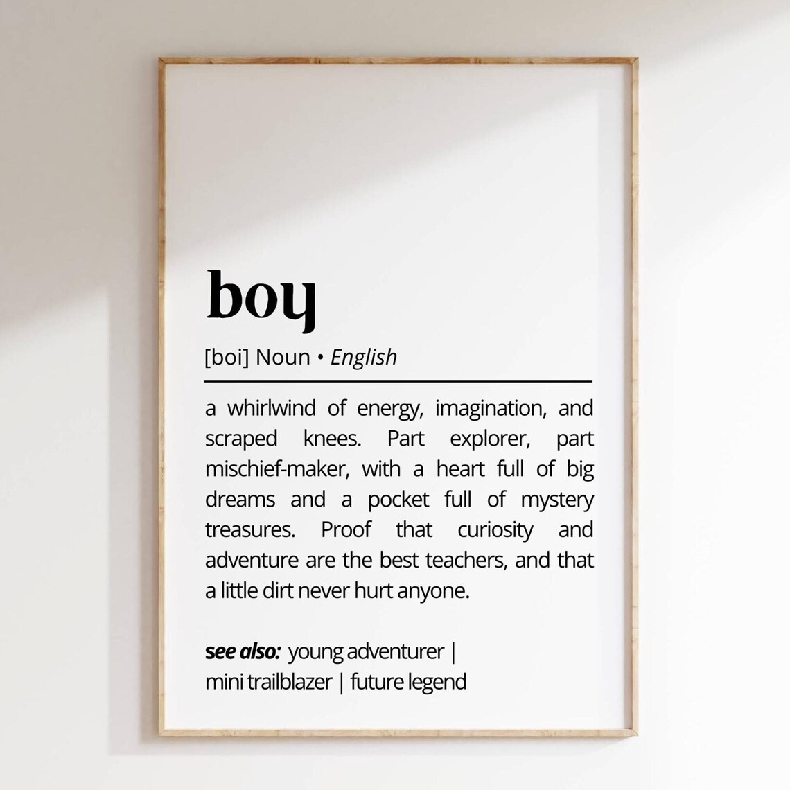Boy Definition Kids Nursery Typography Art Print