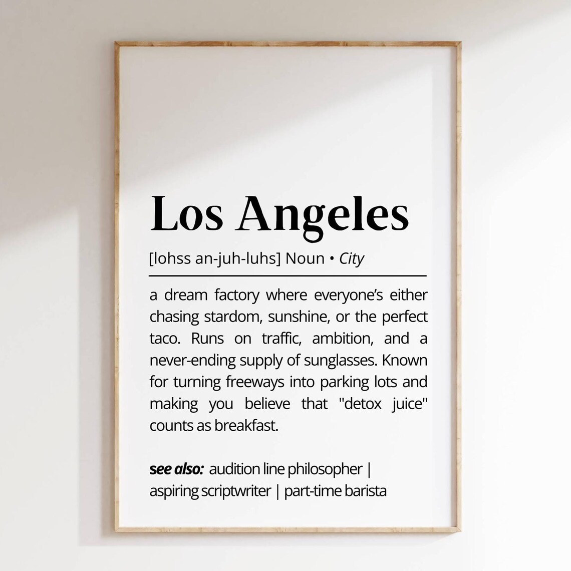 Los Angeles California Dream Factory Dictionary Definition Poster