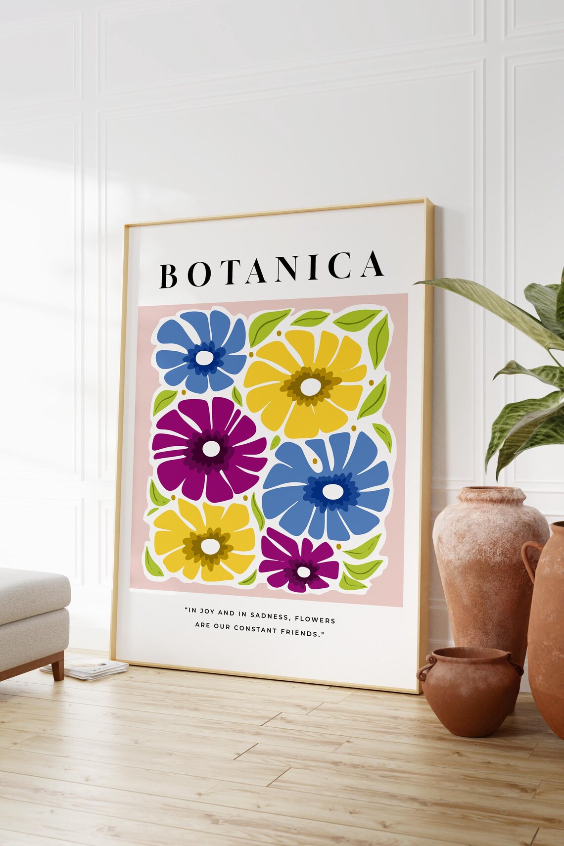 Botanica Colorful Flower Quote Joyful Retro Botanical Bloom Poster - Image 3