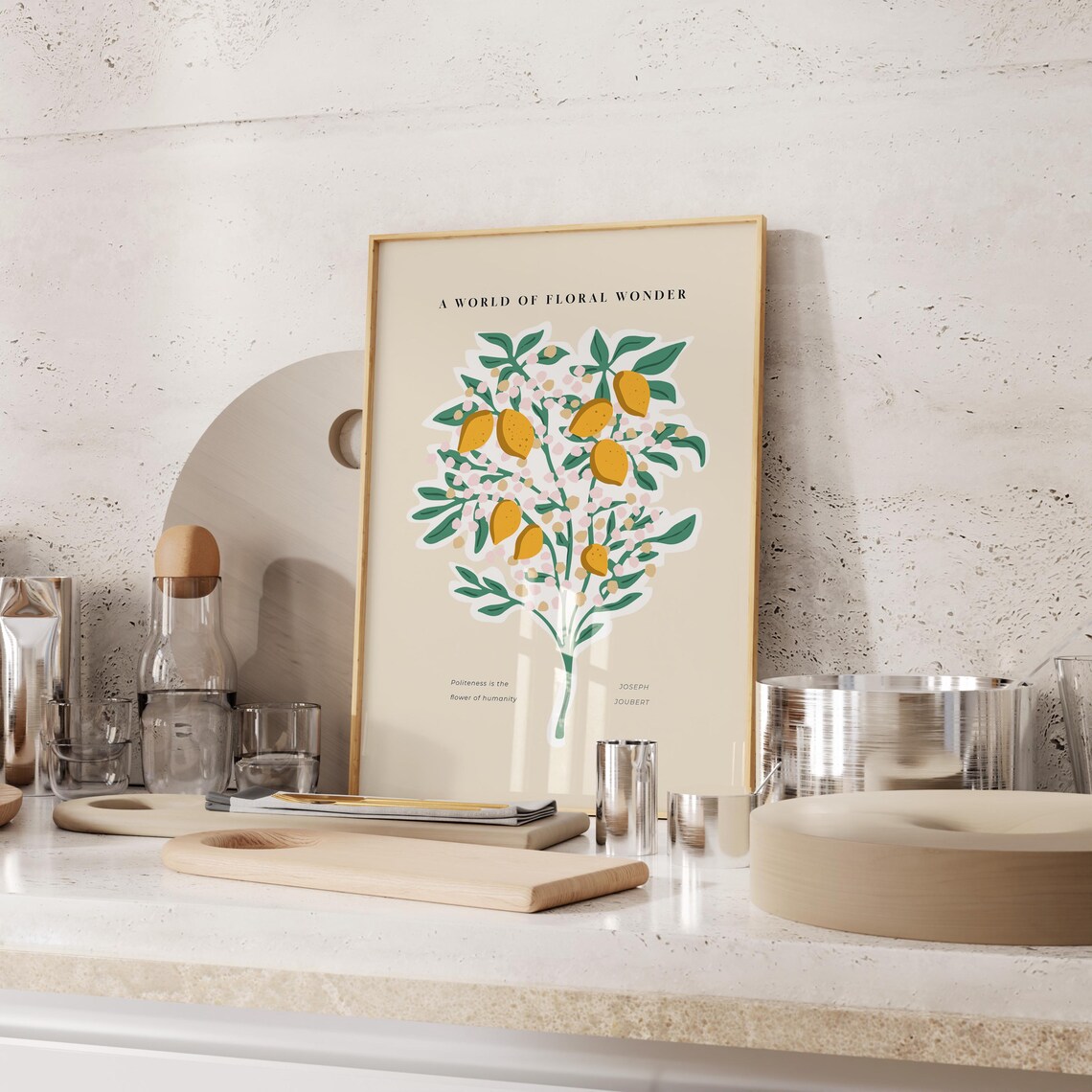 Floral Lemon Tree, Botanical Boho Nature Art Print - Image 3