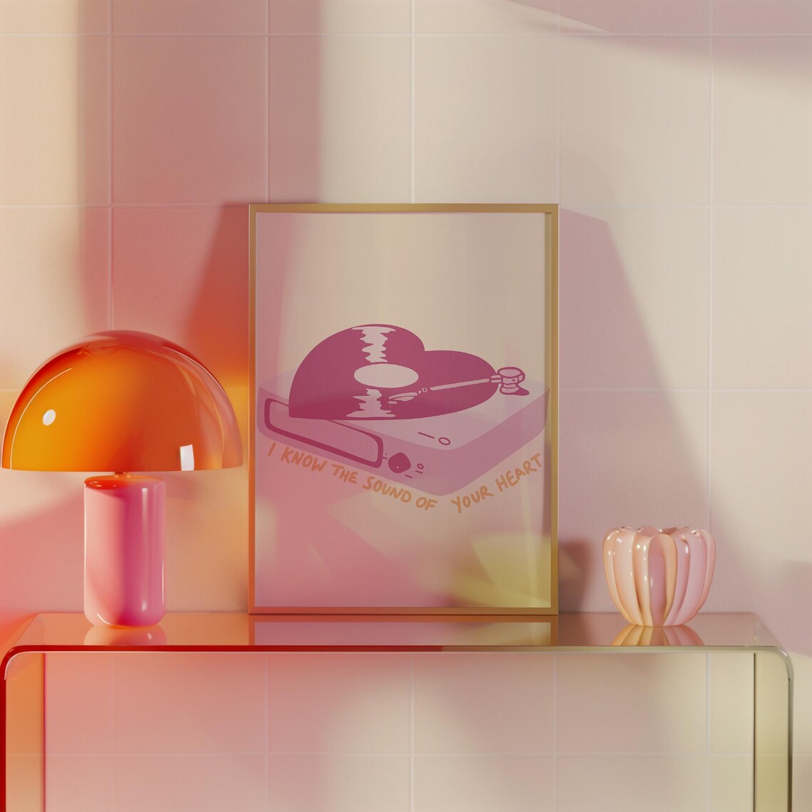 I Know The Sound Of Your Heart Pink Vinyl Turntable Music Poster - Image 4