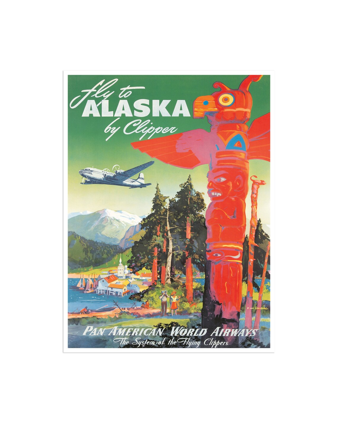Alaska Vintage Travel Poster, Alaskan Art Print