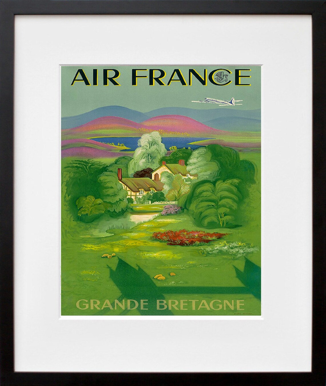 Grande Bretagne English Countryside Air France Vintage Travel Poster