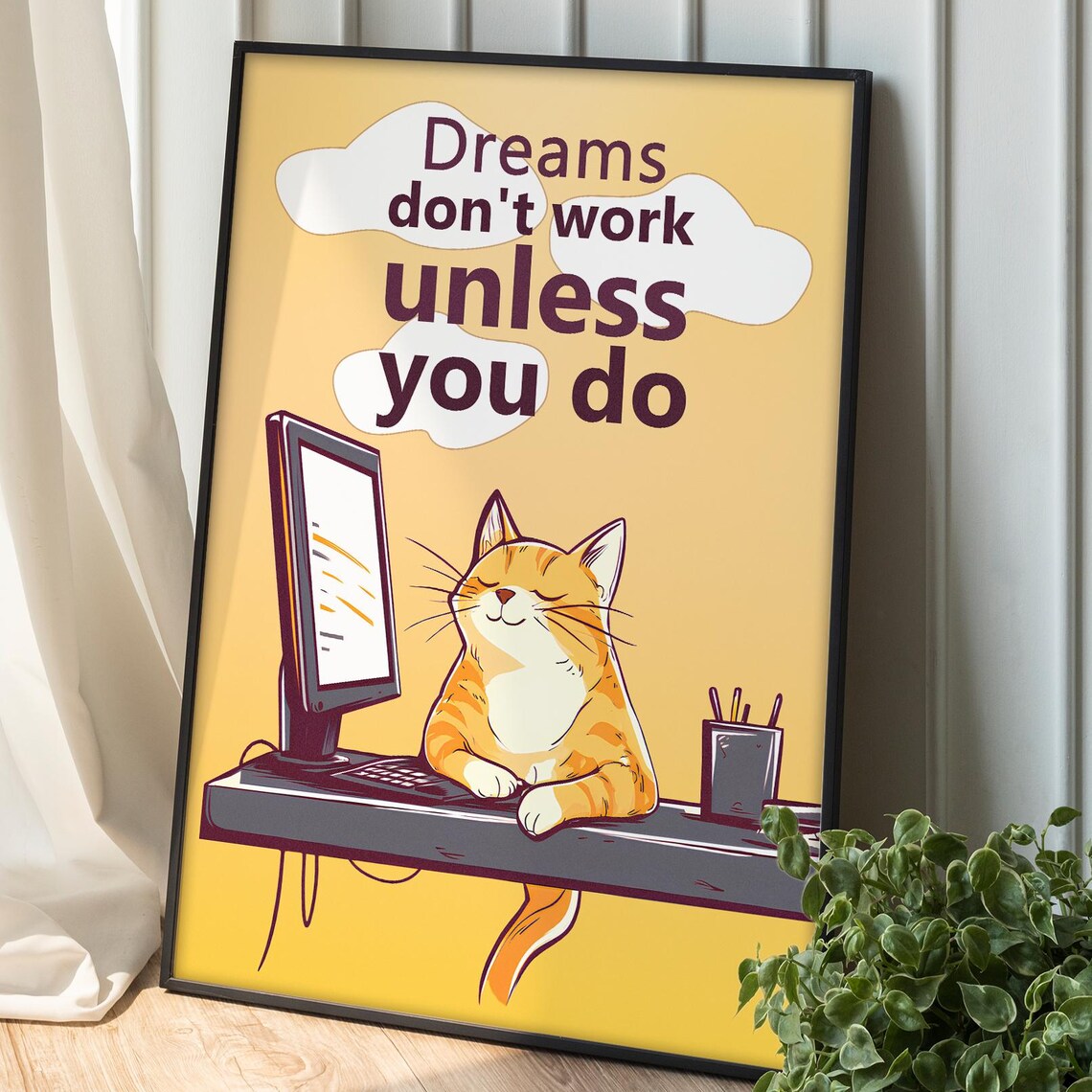 Motivational Cat Poster, Positive Daily Affirmation