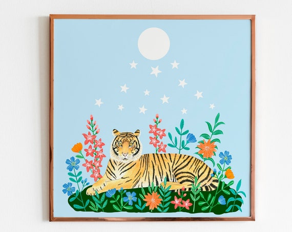 Tiger Jungle Illustration Nursery Art Print