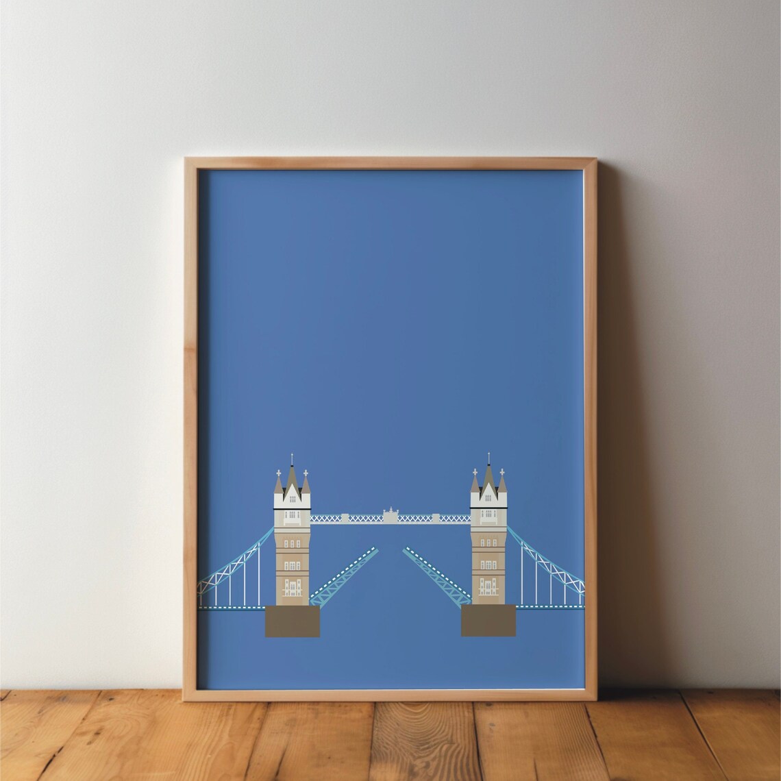 Tower Bridge London UK Poster Art Print, Minimal Modern