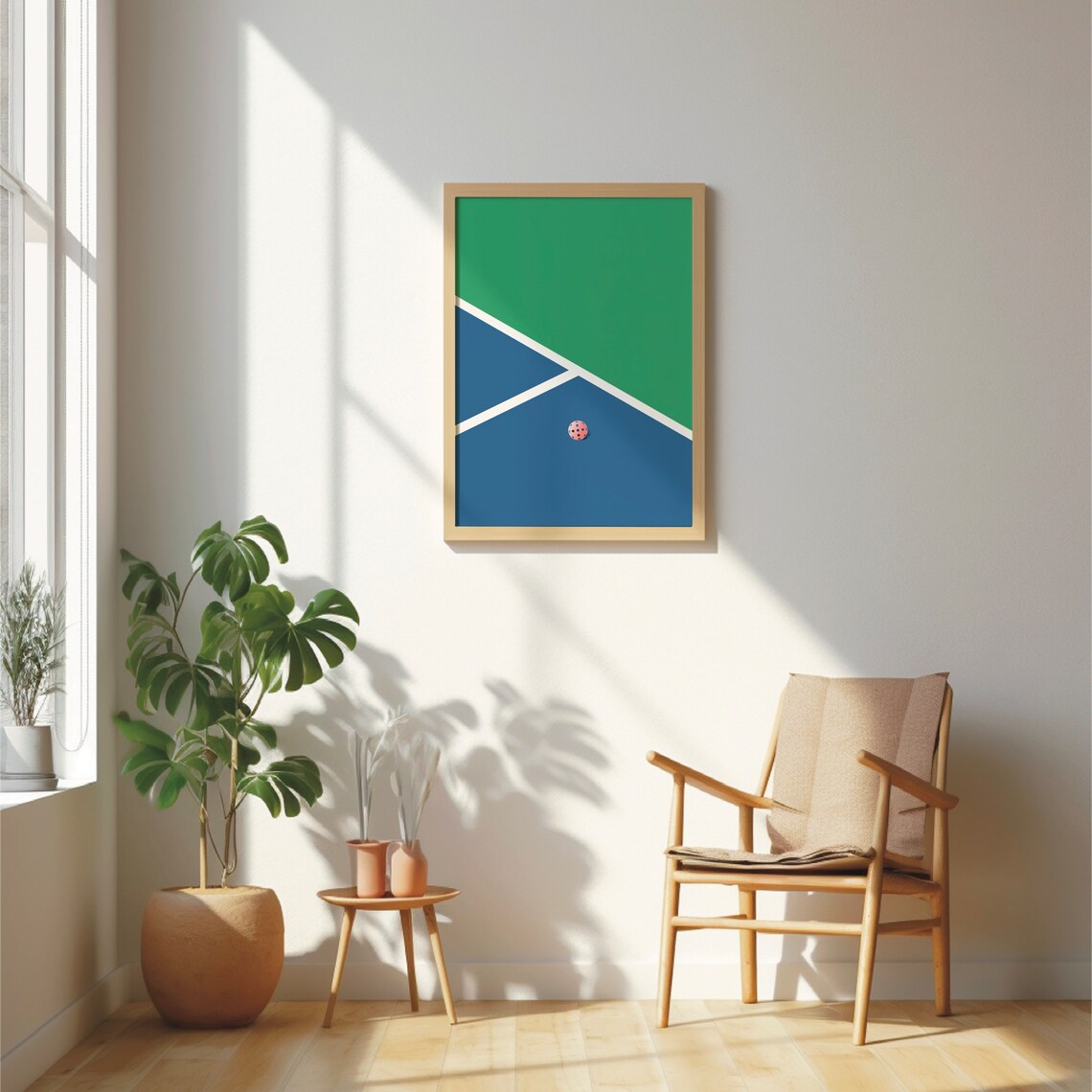Pickleball Playing Field Minimal Modern Art Print - Image 3