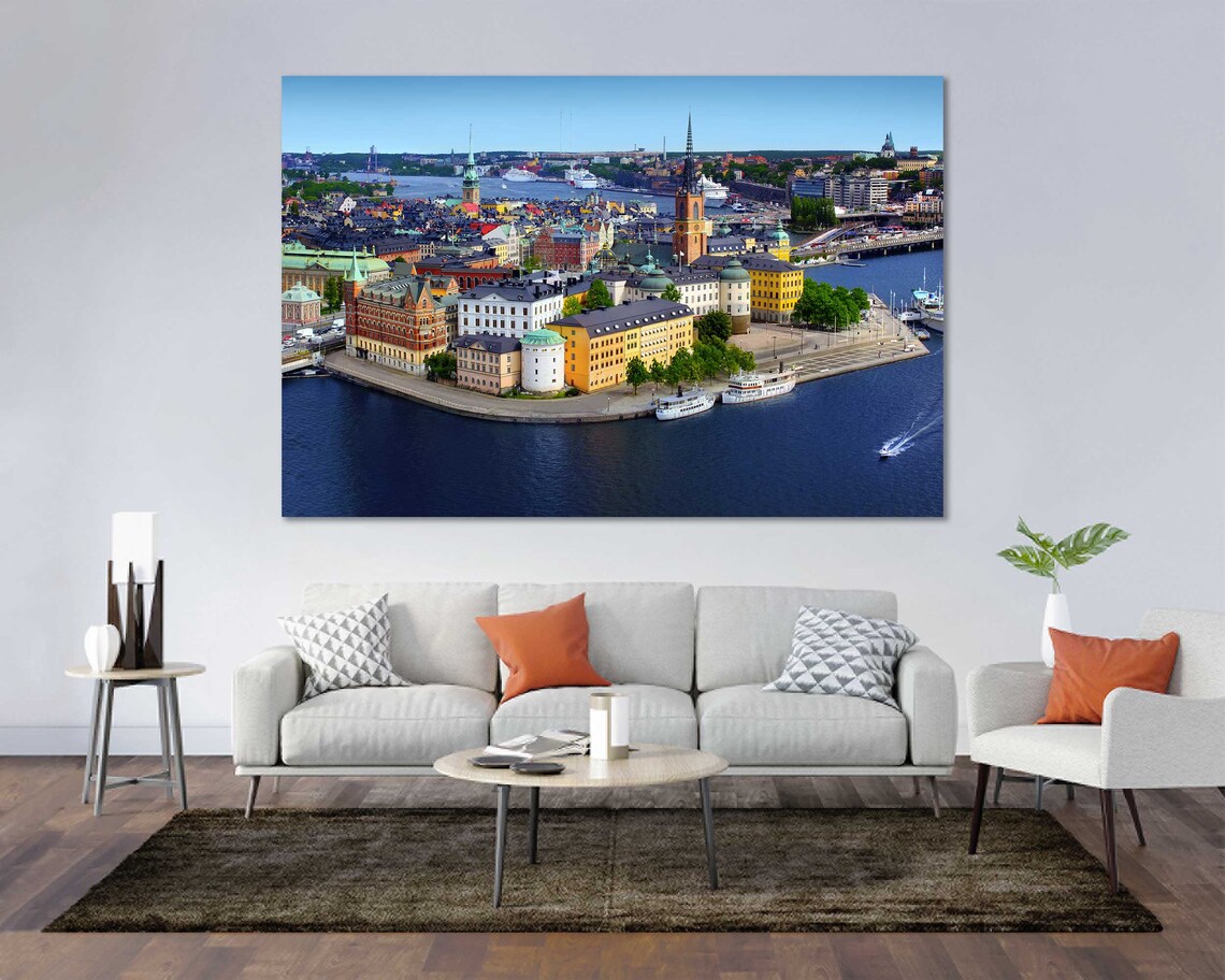 Stockholm Skyline City Modern Wall Decor Stockholm Arts Print On Stockholm Home Interior Wall Art Sweden Big Art Print Sweden Design