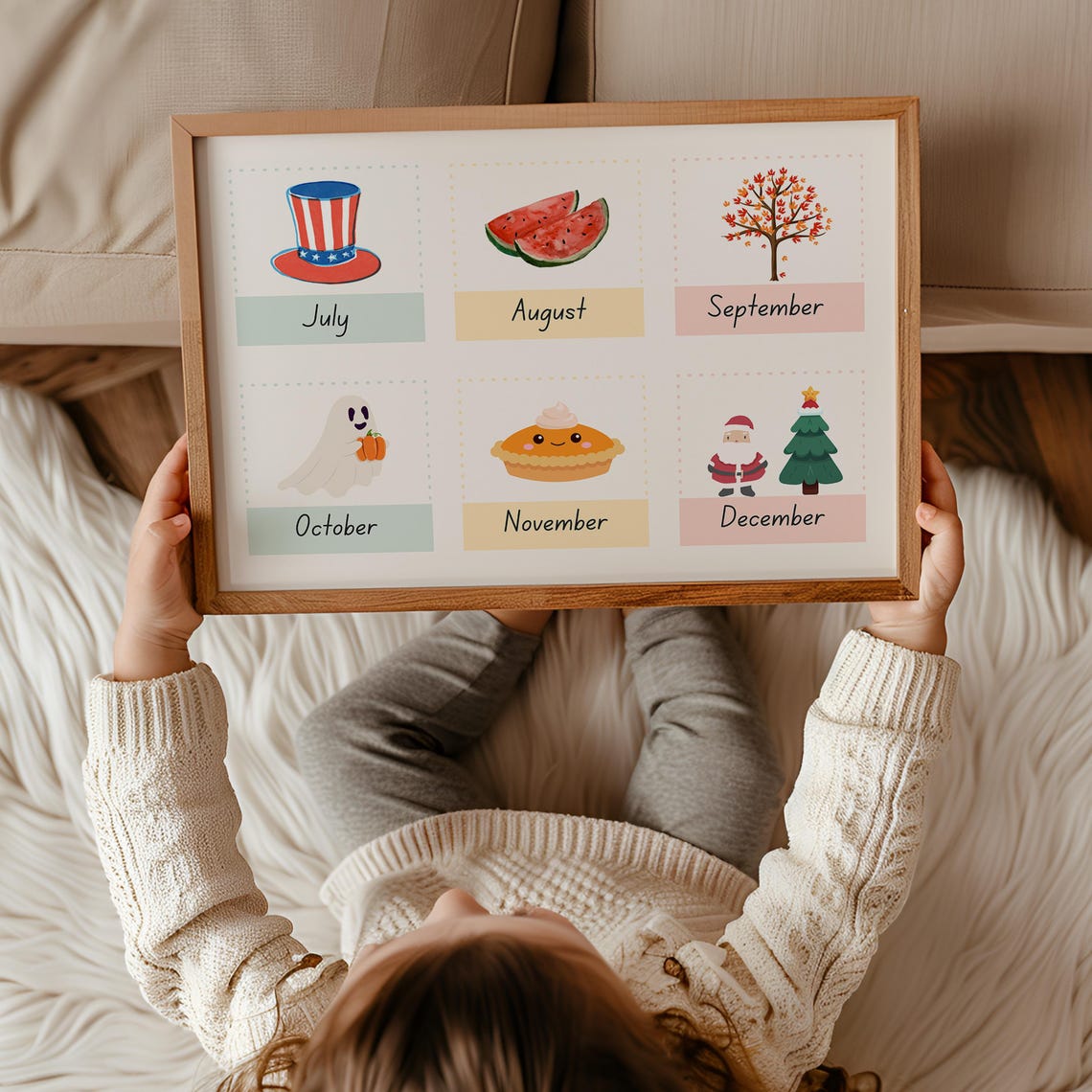 July To December Seasonal Holiday Months Cards Kids Wall Decor Poster - Image 3