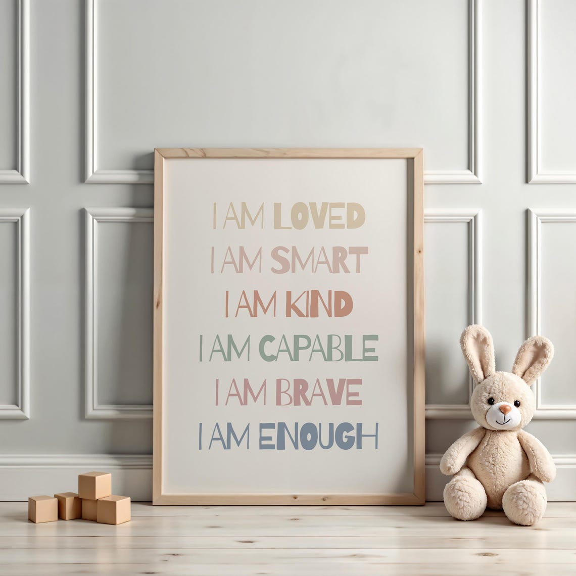 Kids Affirmations Typography I Am Loved Motivational Quote Poster - Image 3