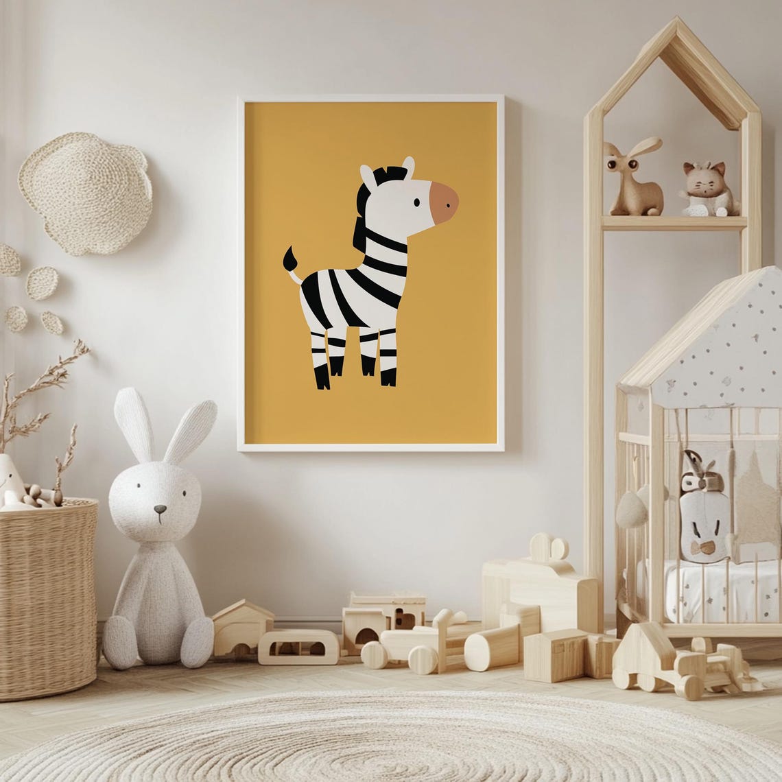 Cute Baby Zebra On Mustard Yellow Safari Nursery Wall Decor Poster - Image 4