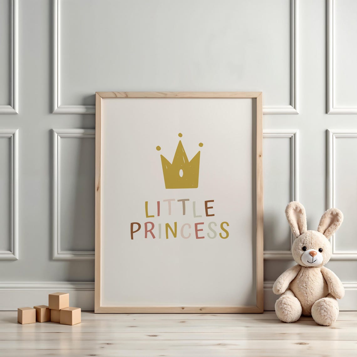 Little Princess Elegant Gold Crown Minimalist Nursery Poster - Image 3