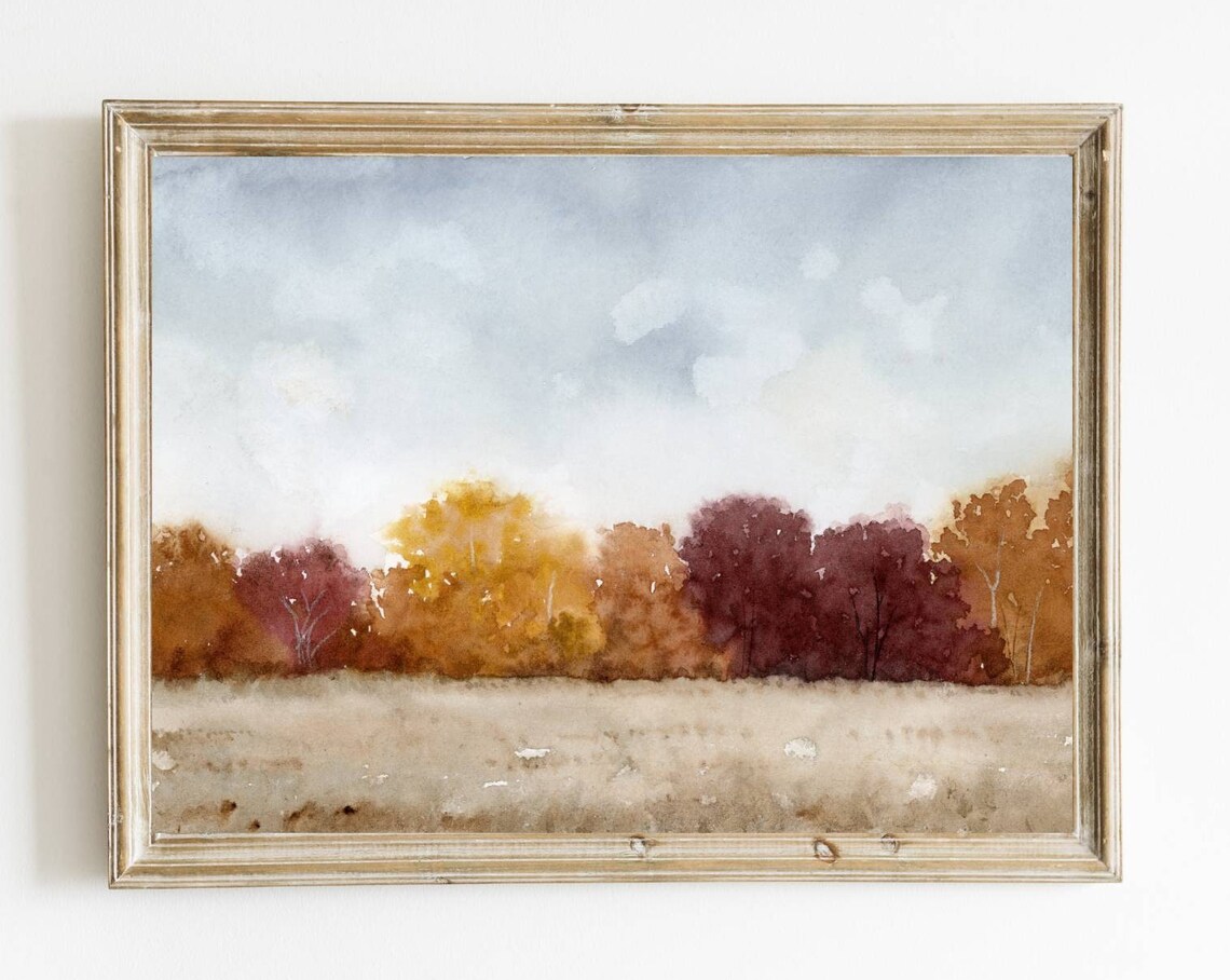 Autumn Landscape Painting, Fall Tree Art Print